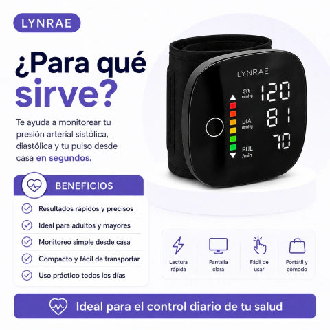Lynrae HeartGuard B1 - Tensiómetro Digital de Brazo Recargable